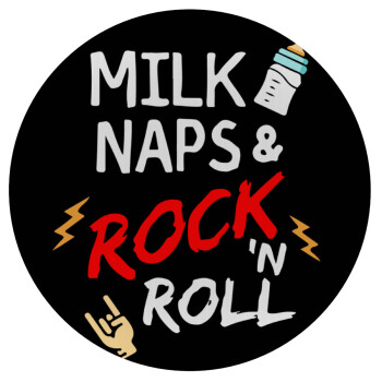 milk naps and Rock n' Roll, Mousepad Στρογγυλό 20cm
