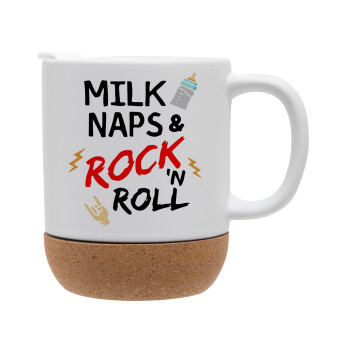 milk naps and Rock n' Roll, Κούπα, κεραμική με βάση φελού και καπάκι (ΜΑΤ), 330ml (1 τεμάχιο)