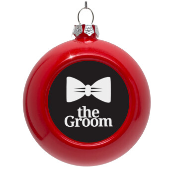 The Groom, Red Christmas tree ornament bauble 8cm