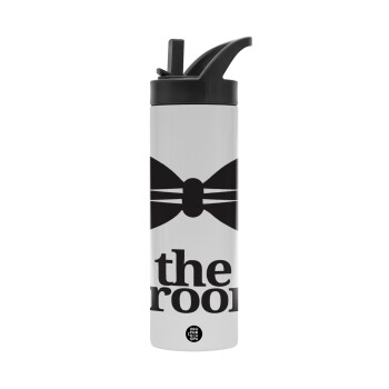 The Groom, Metallic thermos bottle with straw & handle, stainless steel (Stainless steel 304), double-walled, 600ml.