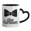 Mug heart black handle, ceramic, 330ml