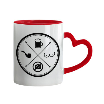 The Bachelor Rules, Mug heart red handle, ceramic, 330ml