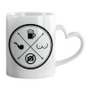 Mug heart handle, ceramic, 330ml