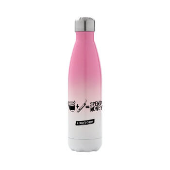 Spend Money, Metal mug thermos Pink/White (Stainless steel), double wall, 500ml