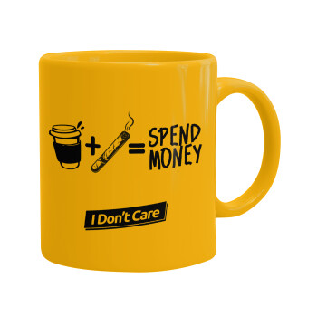 Spend Money, Ceramic coffee mug yellow, 330ml (1pcs)