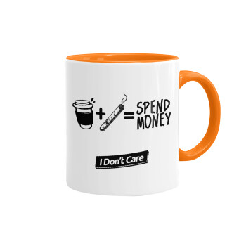 Spend Money, Mug colored orange, ceramic, 330ml