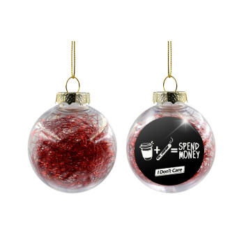 Spend Money, Transparent Christmas tree ball ornament with red filling 8cm