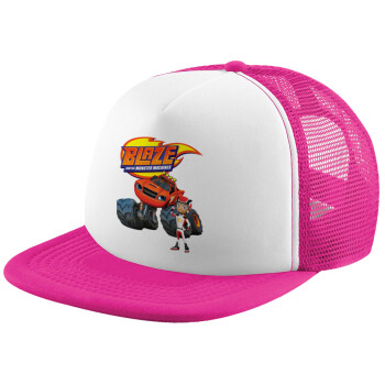 Ο Μπλέιζ και οι Φίλοι του, Child's Soft Trucker Hat with Pink/White Mesh (POLYESTER, CHILD, ONE SIZE)