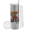 Tumbler stainless steel Silver 600ml, with metal straw & cleaning brush