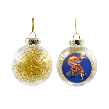 Ο Μπλέιζ και οι Φίλοι του, Transparent Christmas tree ball ornament with gold filling 8cm