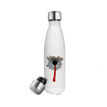 Bullet holes, Metal mug thermos White (Stainless steel), double wall, 500ml