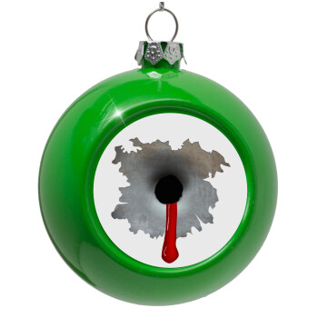 Bullet holes, Green Christmas tree ornament bauble 8cm