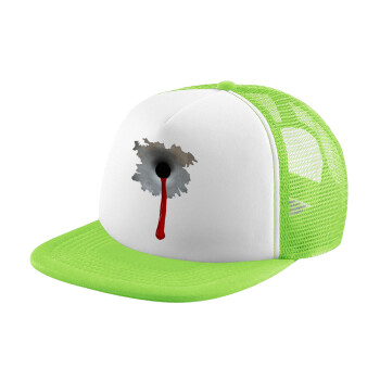 Bullet holes, Adult Soft Trucker Hat with Mesh GREEN/WHITE (POLYESTER, ADULT, ONE SIZE)