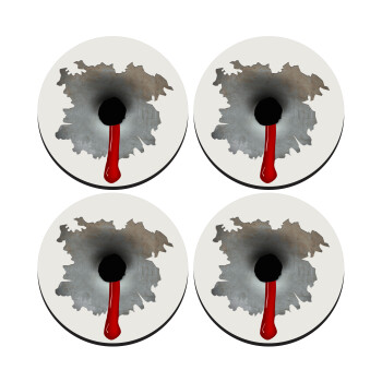 Bullet holes, SET of 4 round wooden coasters (9cm)