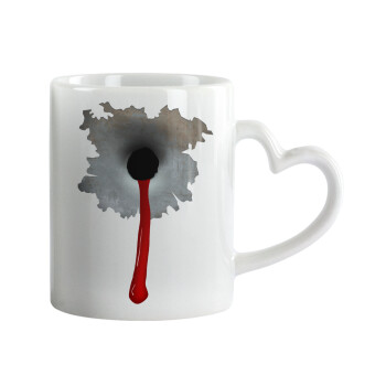 Bullet holes, Mug heart handle, ceramic, 330ml