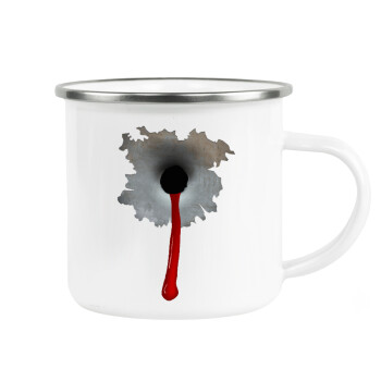 Bullet holes, Metallic enamel cup white 360ml