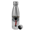 Metallic water bottle, stainless steel, 750ml