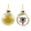 Transparent Christmas tree ball ornament with gold filling 8cm