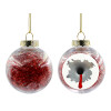 Transparent Christmas tree ball ornament with red filling 8cm