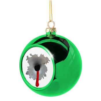 Bullet holes, Green Christmas tree ornament ball 8cm