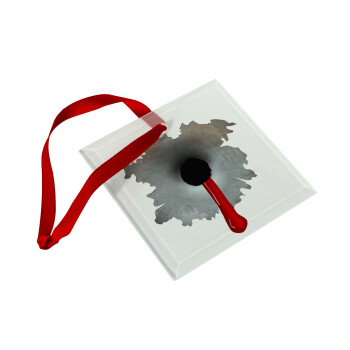 Bullet holes, Χριστουγεννιάτικο στολίδι γυάλινο τετράγωνο 9x9cm