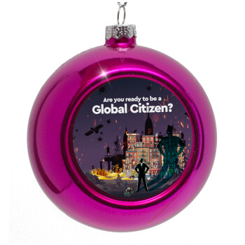 A global Citizen, Purple Christmas tree ornament bauble 8cm