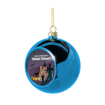 A global Citizen, Blue Christmas tree ball ornament 8cm