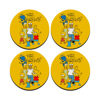 The Simpsons, SET of 4 round wooden coasters (9cm)