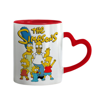 The Simpsons, Κούπα καρδιά χερούλι κόκκινη, κεραμική, 330ml