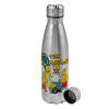 Metallic water bottle, stainless steel, 750ml