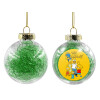 Transparent Christmas tree ball ornament with green filling 8cm