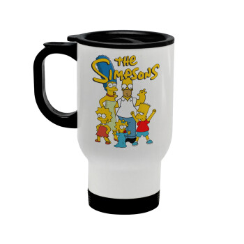 The Simpsons, Stainless steel travel mug with lid, double wall white 450ml