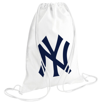 New York , Τσάντα πλάτης πουγκί GYMBAG λευκή (28x40cm)