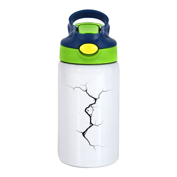 Cracked, Children's hot water bottle, stainless steel, with safety straw, green, blue (350ml)