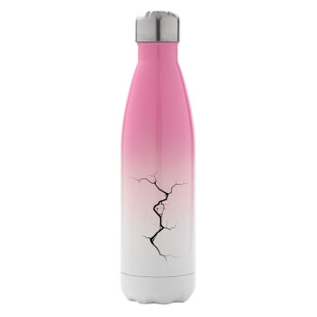 Cracked, Metal mug thermos Pink/White (Stainless steel), double wall, 500ml