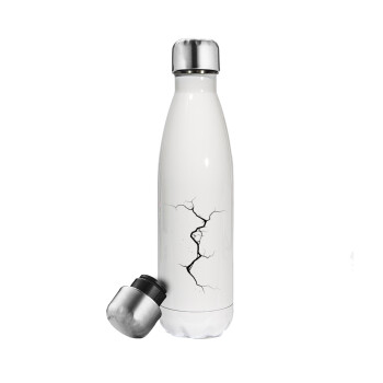Cracked, Metal mug thermos White (Stainless steel), double wall, 500ml