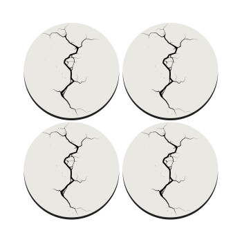 Cracked, SET of 4 round wooden coasters (9cm)