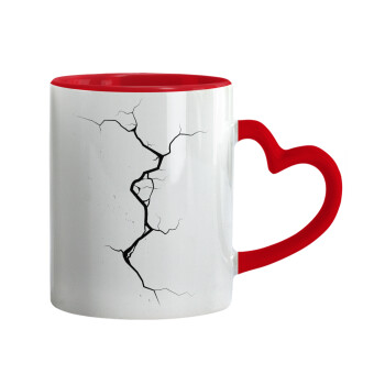 Cracked, Mug heart red handle, ceramic, 330ml