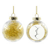 Transparent Christmas tree ball ornament with gold filling 8cm