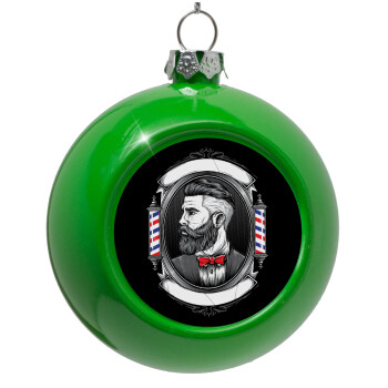 Barber shop, Green Christmas tree ornament bauble 8cm