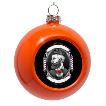 Barber shop, Orange Christmas tree ornament bauble 8cm