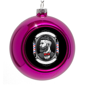 Barber shop, Purple Christmas tree ornament bauble 8cm