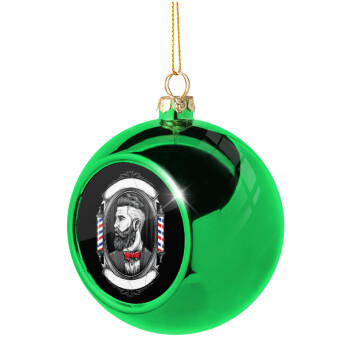 Barber shop, Green Christmas tree ornament ball 8cm