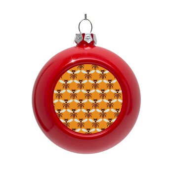 Bee, Red Christmas tree ornament bauble 8cm