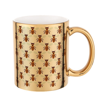 Bee, Mug ceramic, gold mirror, 330ml