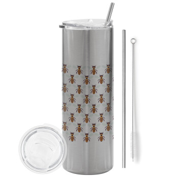 Bee, Tumbler stainless steel Silver 600ml, with metal straw & cleaning brush