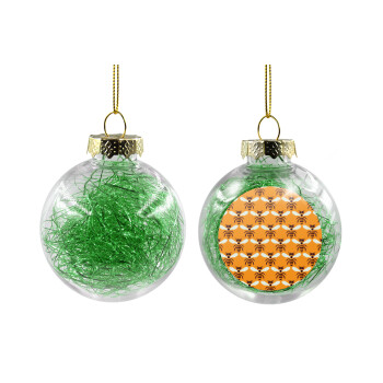 Bee, Transparent Christmas tree ball ornament with green filling 8cm