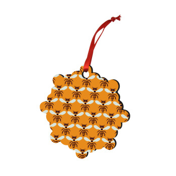 Bee, Christmas ornament snowflake wooden 7.5cm