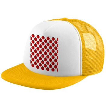 Coccinella, Adult Soft Trucker Hat with Yellow/White Mesh (POLYESTER, ADULT, UNISEX, ONE SIZE)