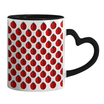 Coccinella, Mug heart black handle, ceramic, 330ml